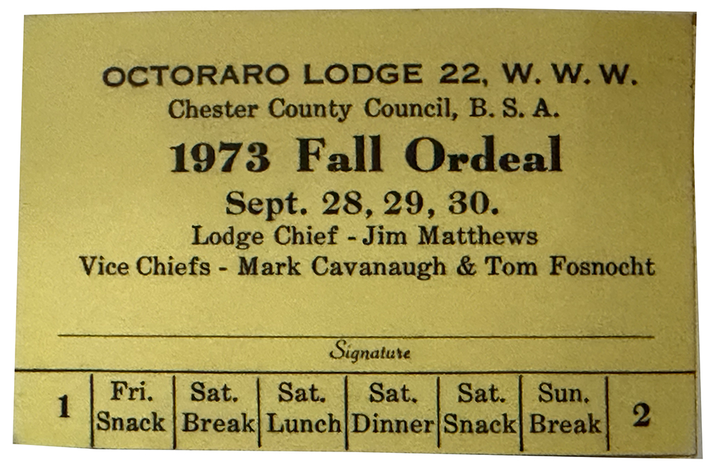 1973 Fall Ordeal Card